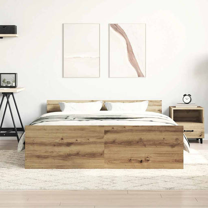 Bedframe zonder matras spaanplaat artisanaal eikenkleurig