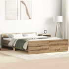 Bedframe 135x190 cm spaanplaat eikenkleurig