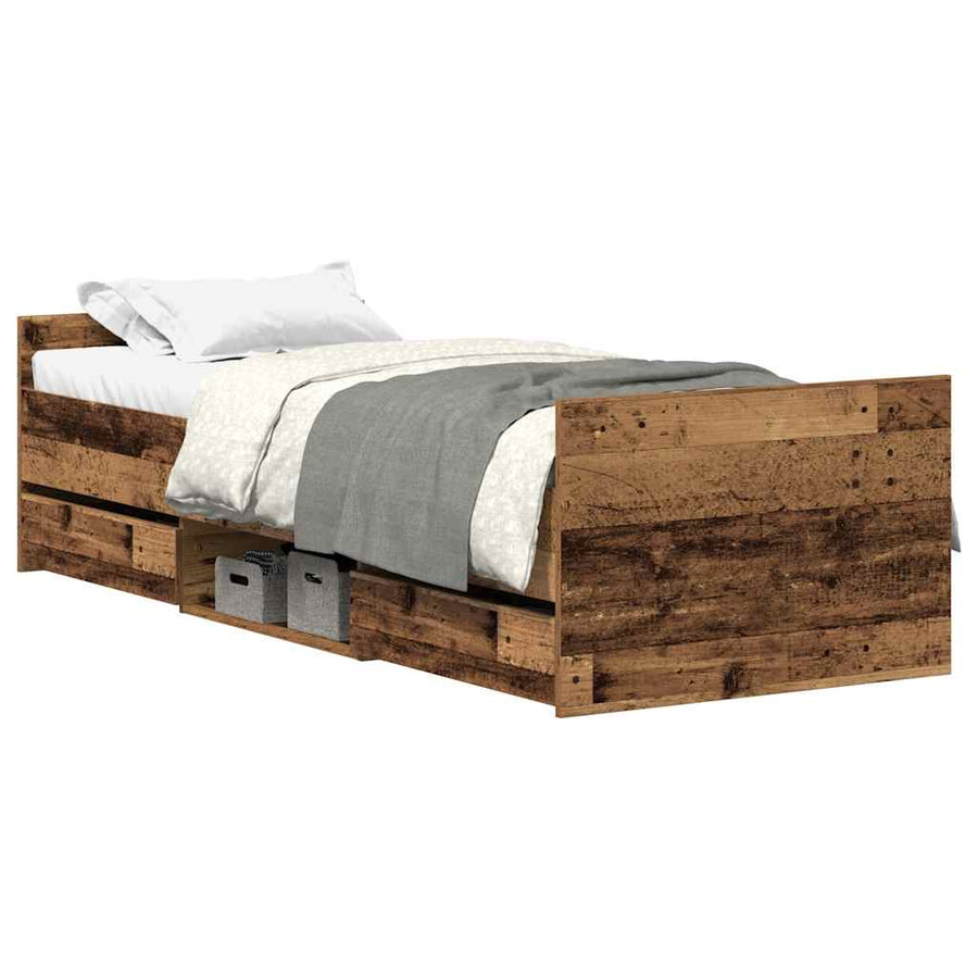 Bedframe zonder matras 100x200 cm bewerkt hout oud hout