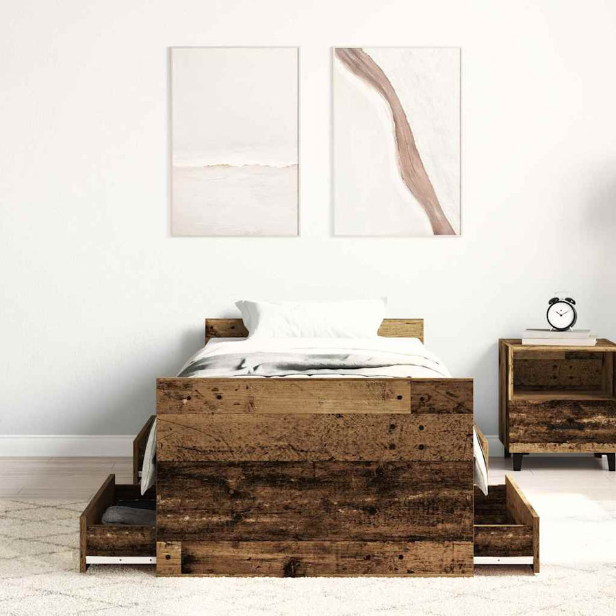 Bedframe zonder matras 100x200 cm bewerkt hout oud hout