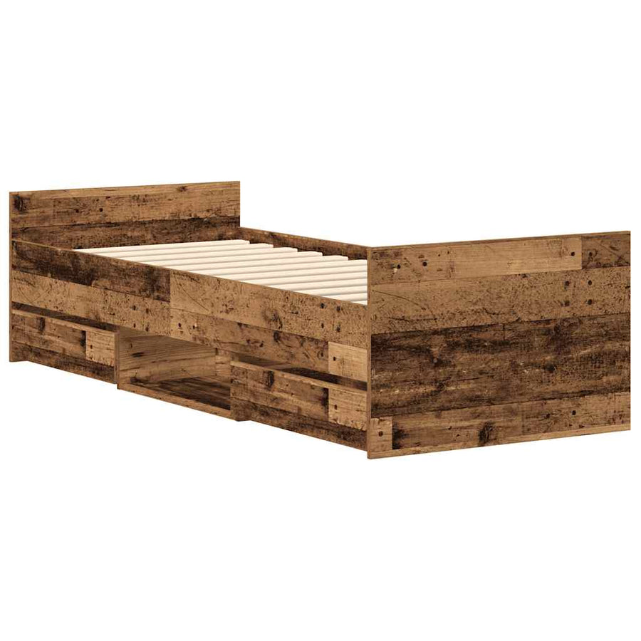 Bedframe zonder matras 100x200 cm bewerkt hout oud hout