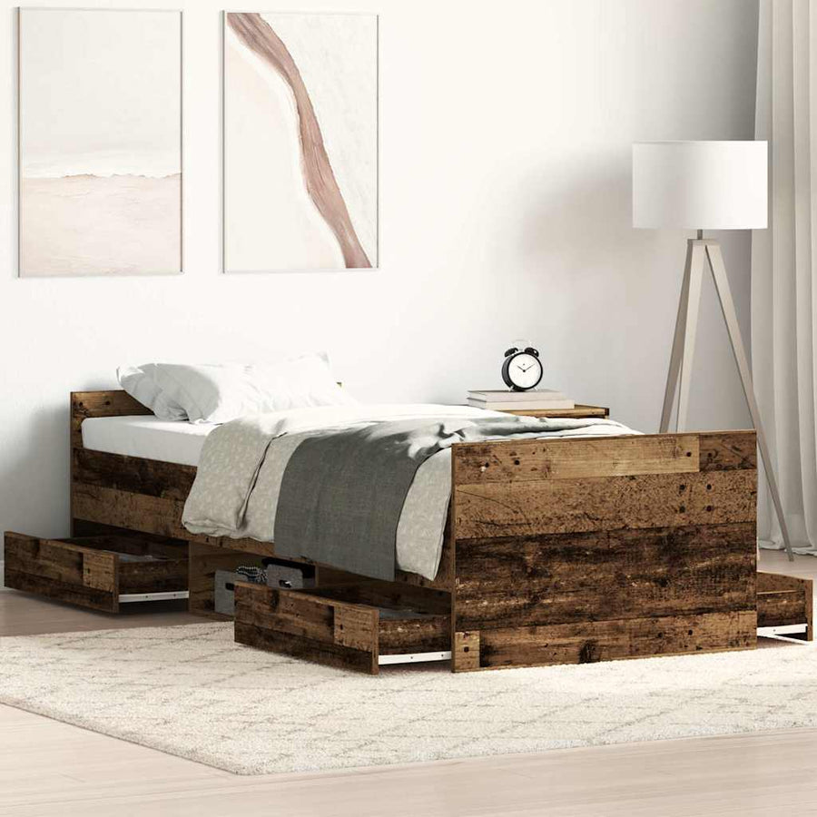 Bedframe zonder matras 100x200 cm bewerkt hout oud hout