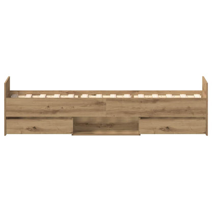 Bedframe zonder matras spaanplaat artisanaal eikenkleurig