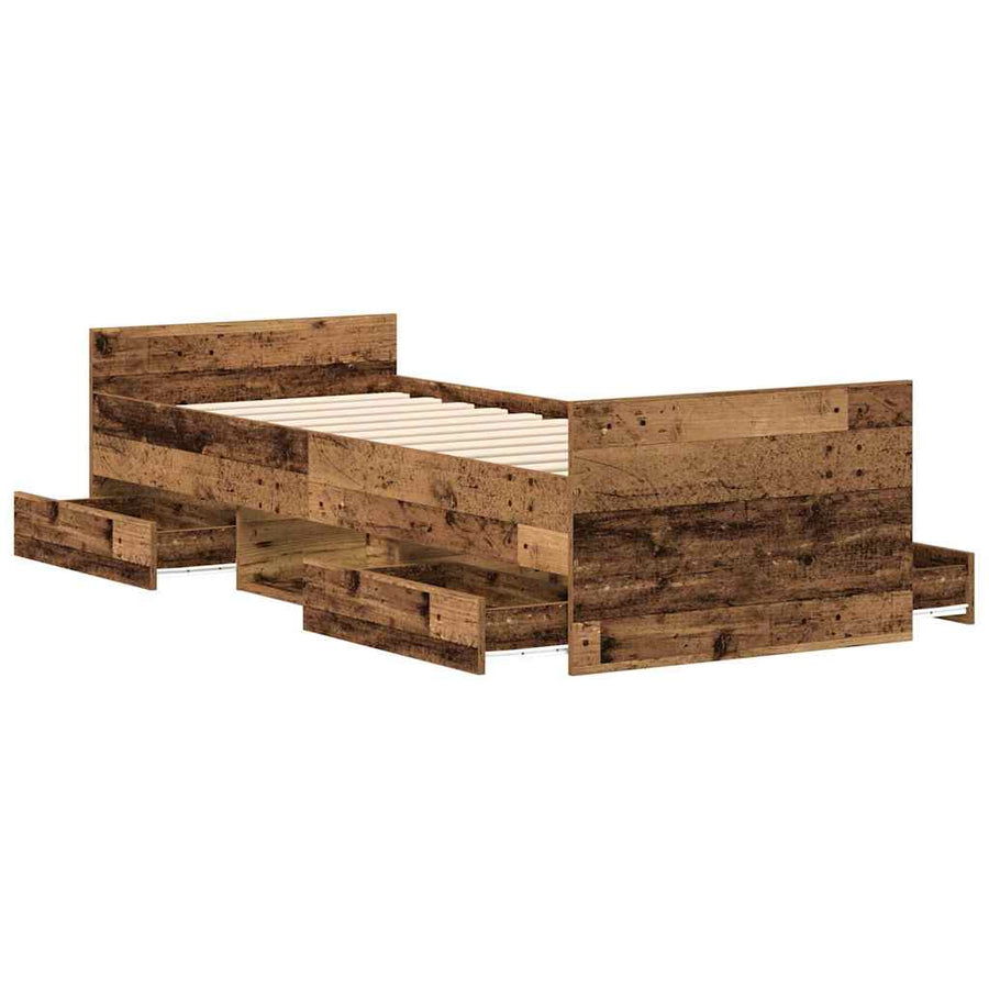 Bedframe zonder matras bewerkt 90x200 cm bewerkt hout oud