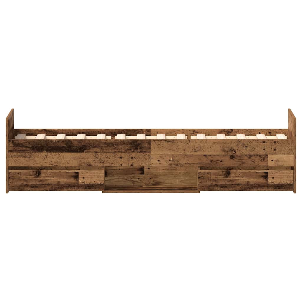 Bedframe zonder matras bewerkt 90x200 cm bewerkt hout oud