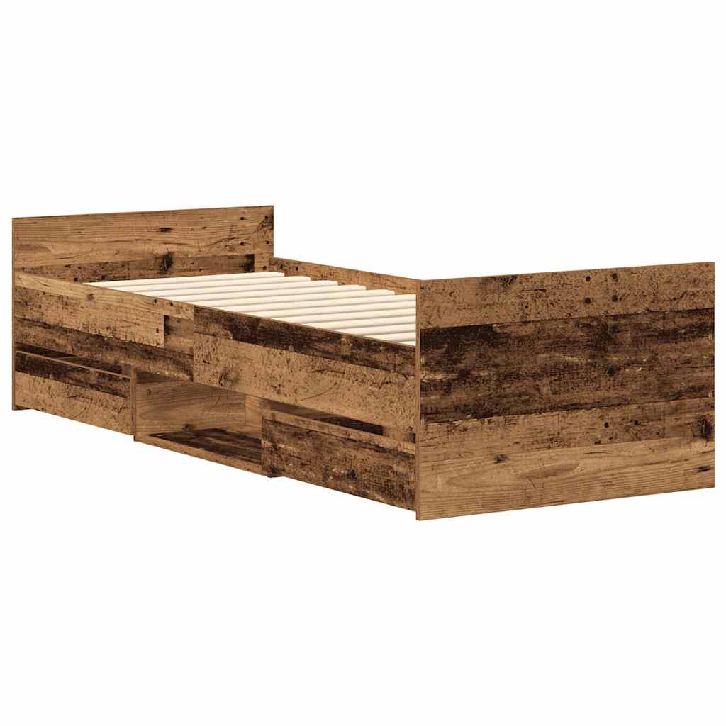 Bedframe zonder matras bewerkt 90x200 cm bewerkt hout oud