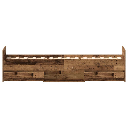 Bedframe zonder matras bewerkt 90x190 cm bewerkt hout oud