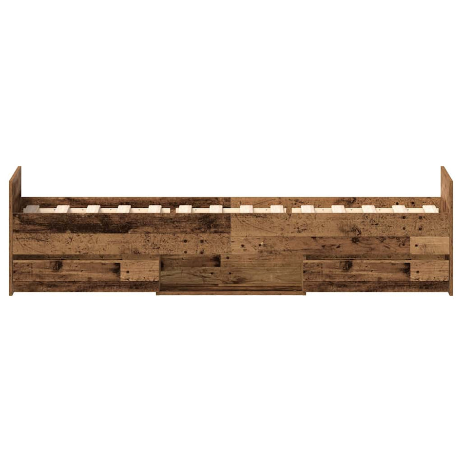 Bedframe zonder matras bewerkt 90x190 cm bewerkt hout oud