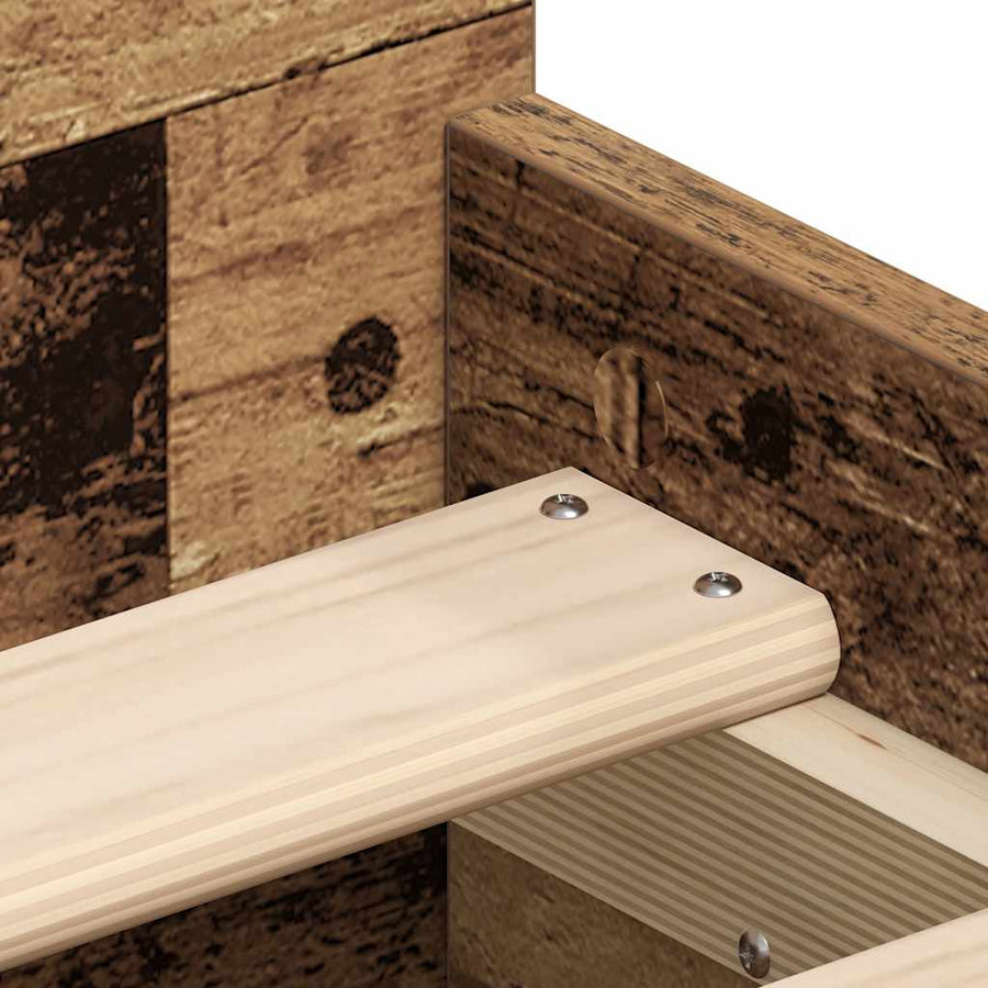 Bedframe zonder matras bewerkt 90x190 cm bewerkt hout oud