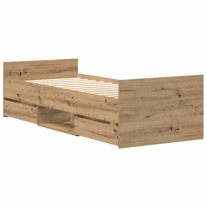 Bedframe zonder matras spaanplaat artisanaal eikenkleurig