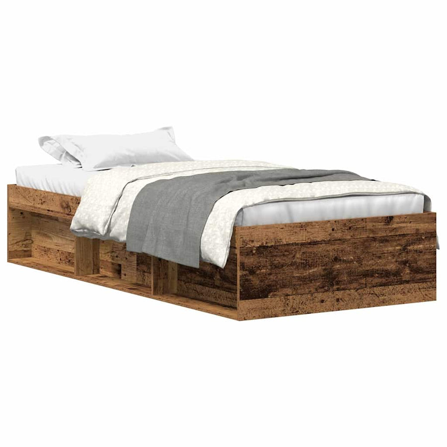 Bedframe zonder matras bewerkt 90x200 cm bewerkt hout oud