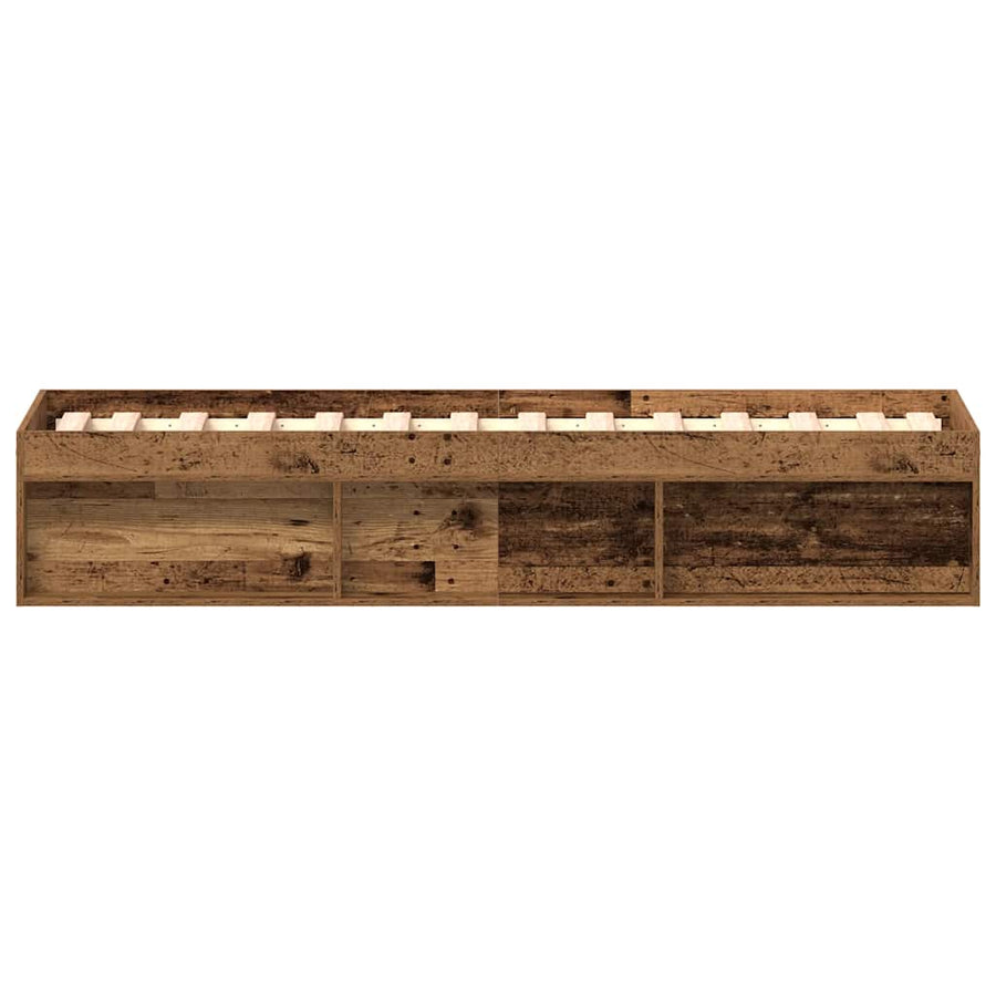 Bedframe zonder matras bewerkt 90x200 cm bewerkt hout oud