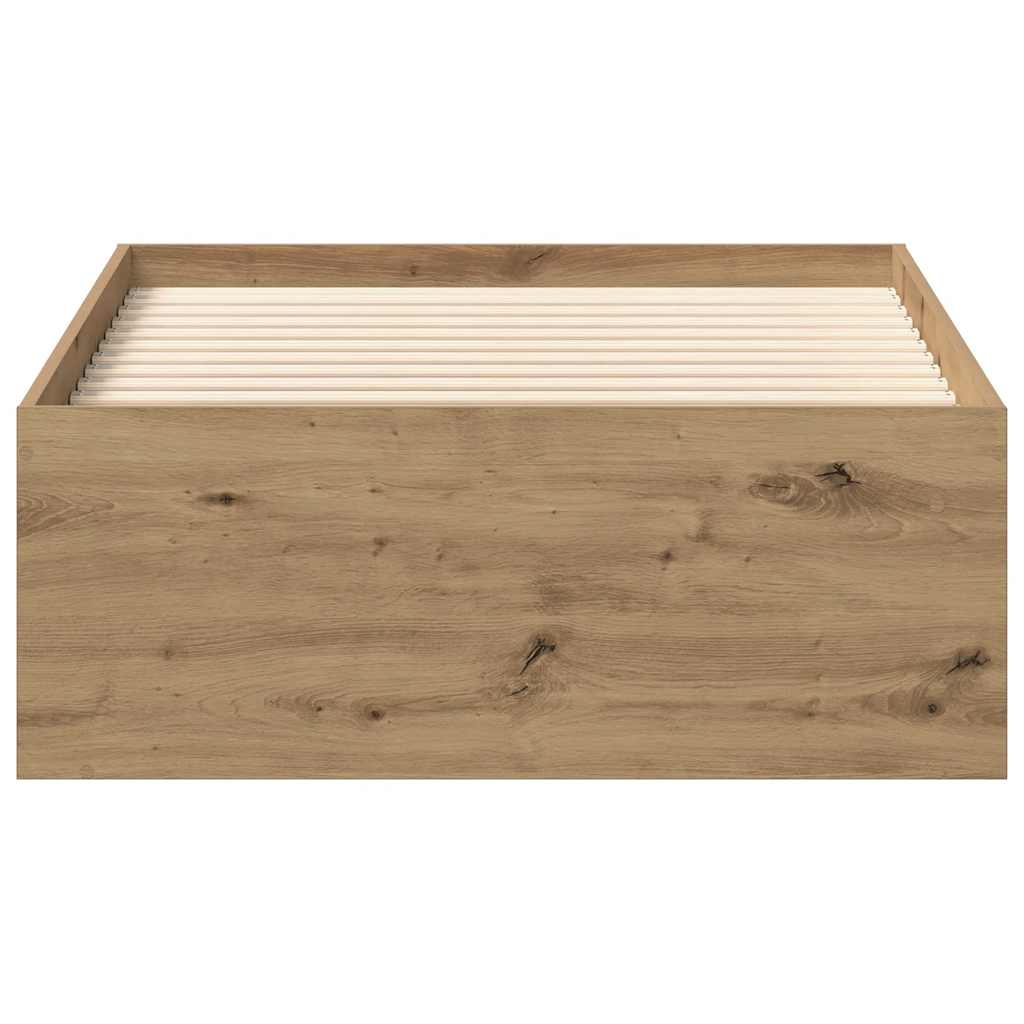 Bedframe zonder matras spaanplaat artisanaal eikenkleurig