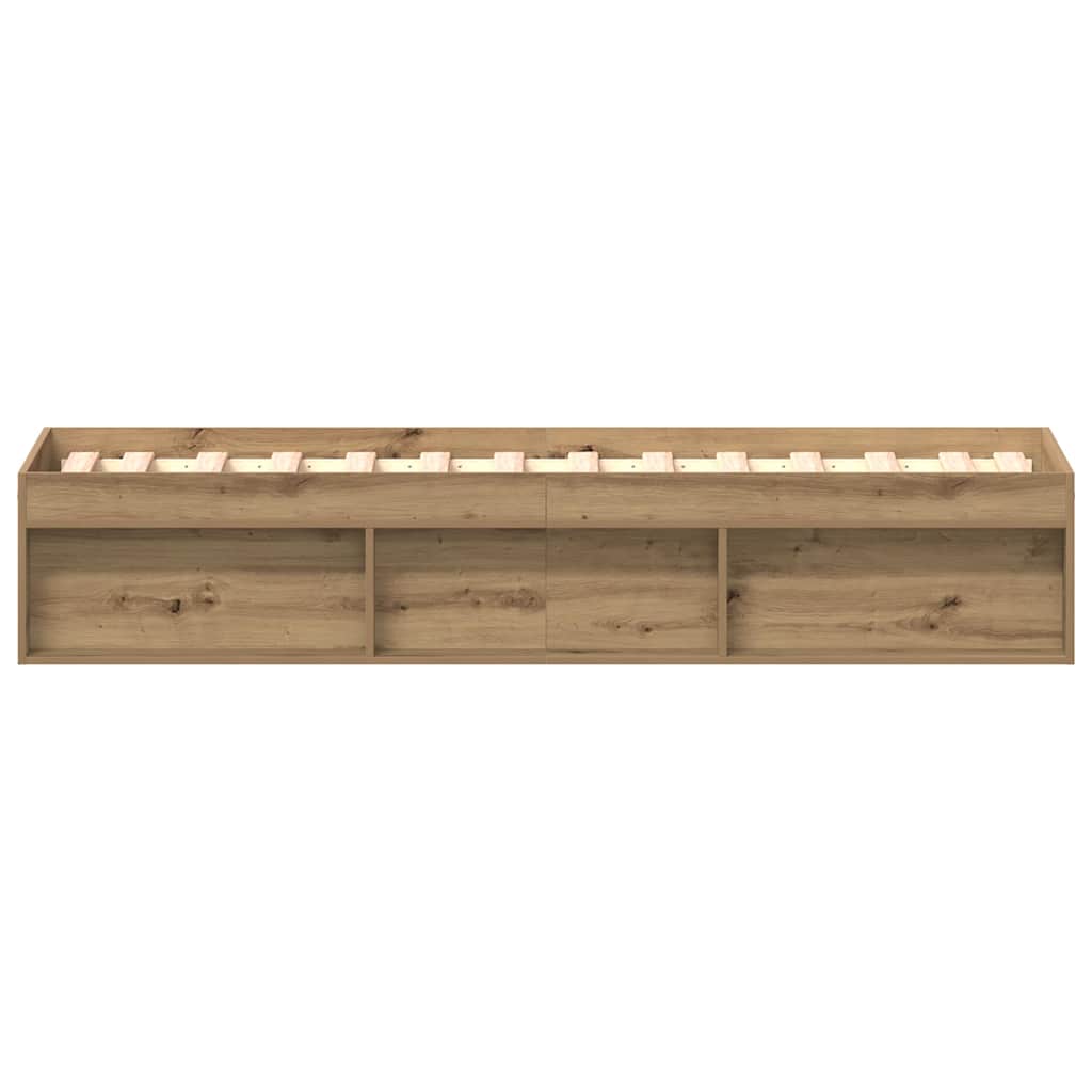 Bedframe zonder matras spaanplaat artisanaal eikenkleurig