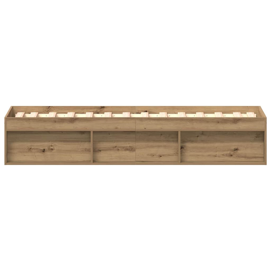 Bedframe zonder matras spaanplaat artisanaal eikenkleurig