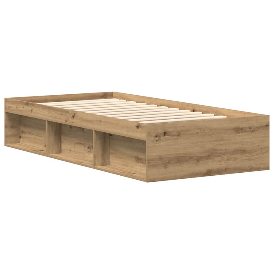 Bedframe zonder matras spaanplaat artisanaal eikenkleurig