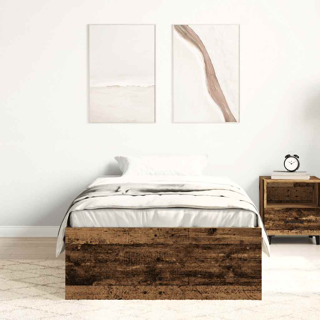 Bedframe zonder matras 100x200 cm bewerkt hout oud hout