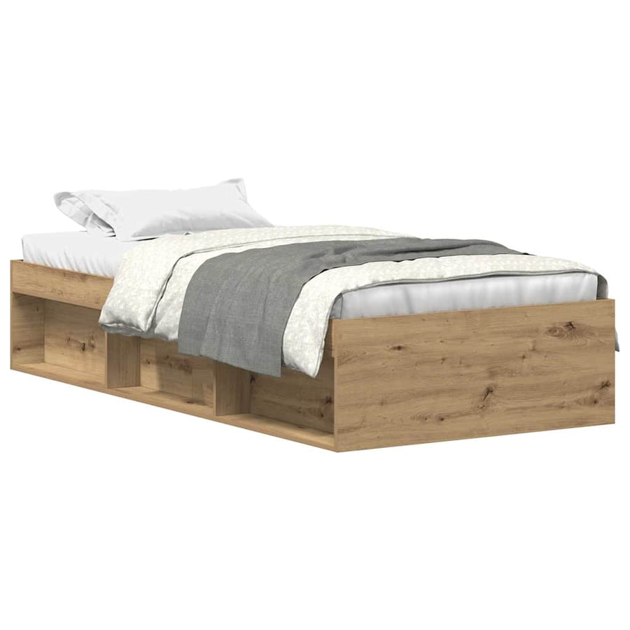 Bedframe zonder matras spaanplaat artisanaal eikenkleurig