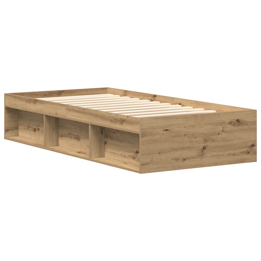 Bedframe zonder matras spaanplaat artisanaal eikenkleurig
