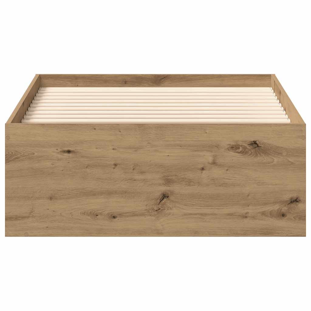 Bedframe zonder matras spaanplaat artisanaal eikenkleurig