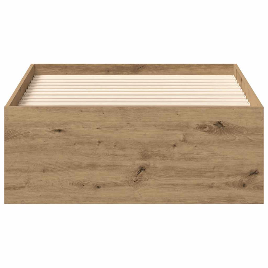 Bedframe zonder matras spaanplaat artisanaal eikenkleurig