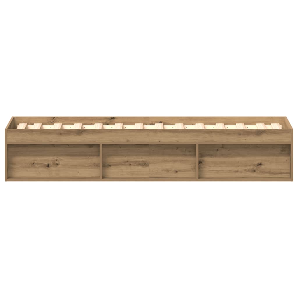 Bedframe zonder matras spaanplaat artisanaal eikenkleurig