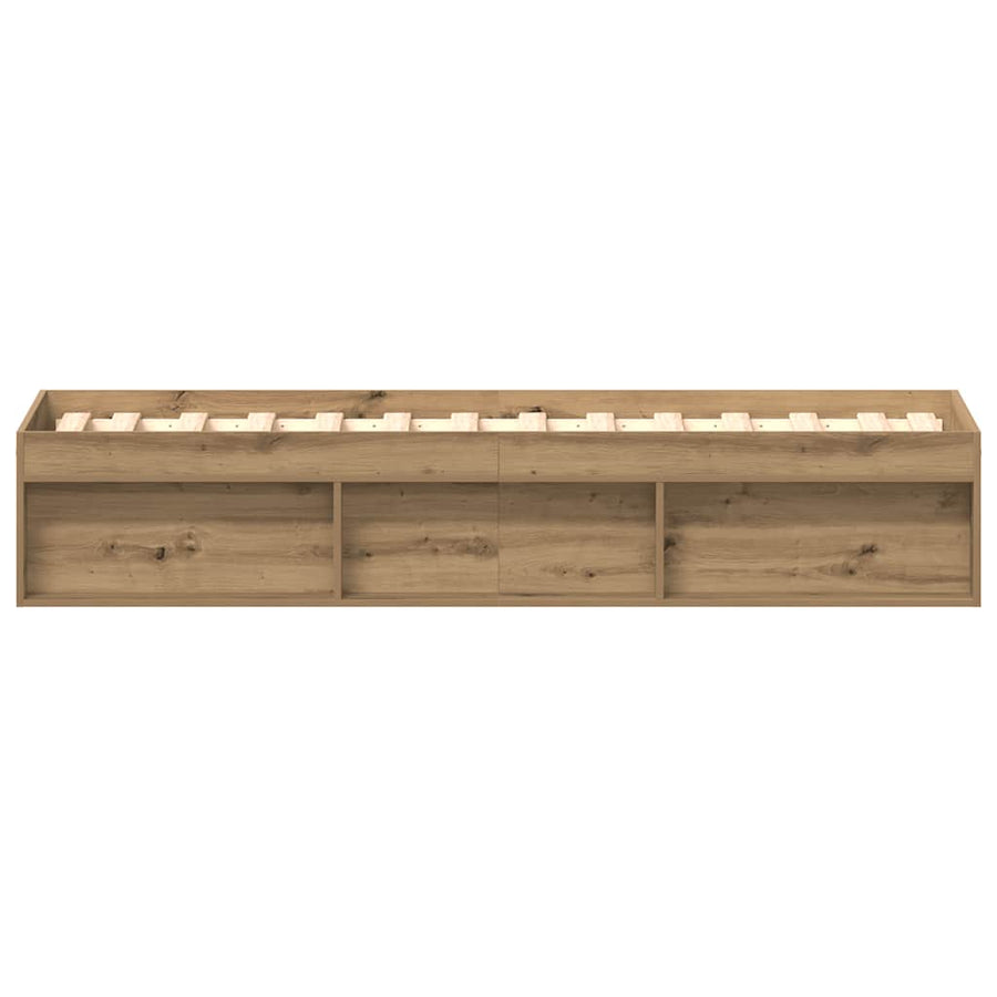 Bedframe zonder matras spaanplaat artisanaal eikenkleurig