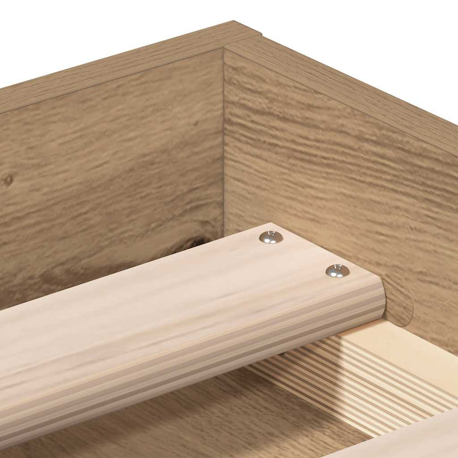 Bedframe zonder matras spaanplaat artisanaal eikenkleurig