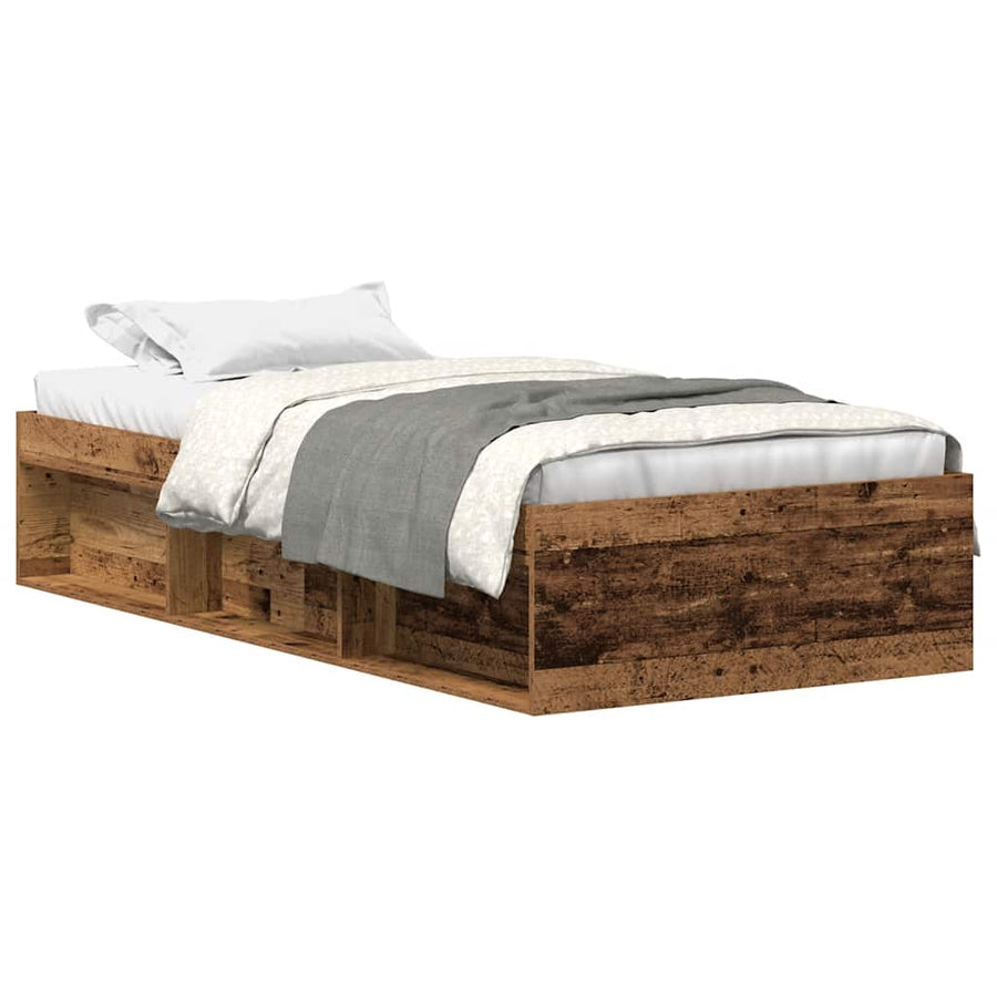 Bedframe zonder matras bewerkt 90x190 cm bewerkt hout oud