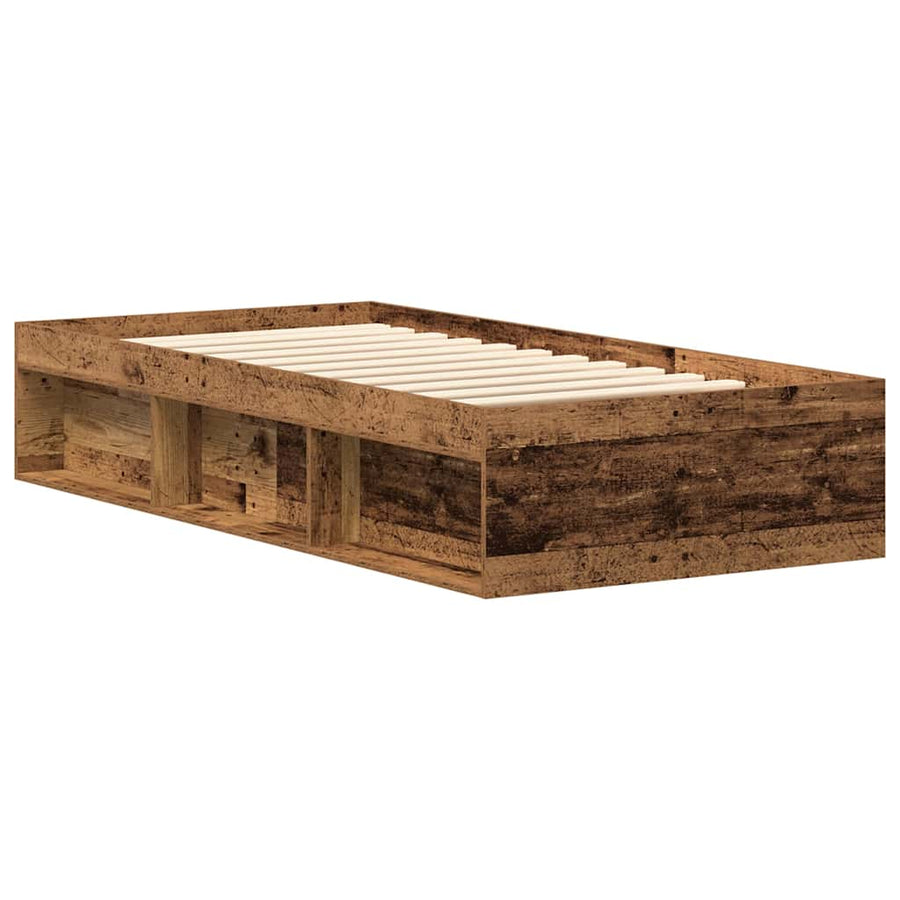 Bedframe zonder matras bewerkt 90x190 cm bewerkt hout oud
