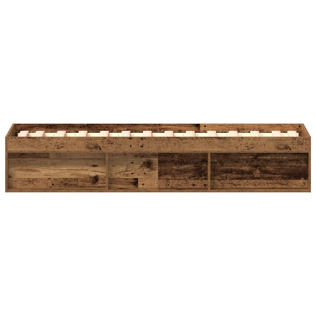 Bedframe zonder matras bewerkt 90x190 cm bewerkt hout oud
