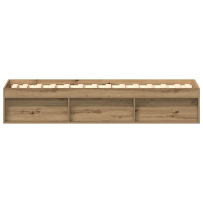 Bedframe zonder matras spaanplaat artisanaal eikenkleurig