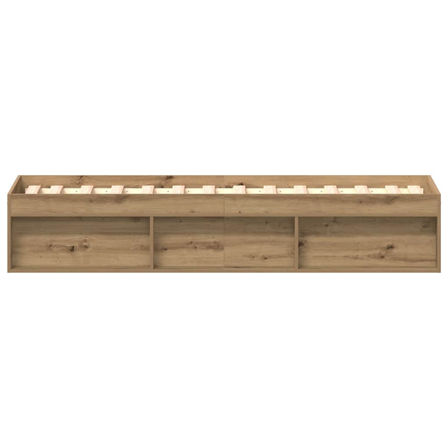 Bedframe zonder matras spaanplaat artisanaal eikenkleurig