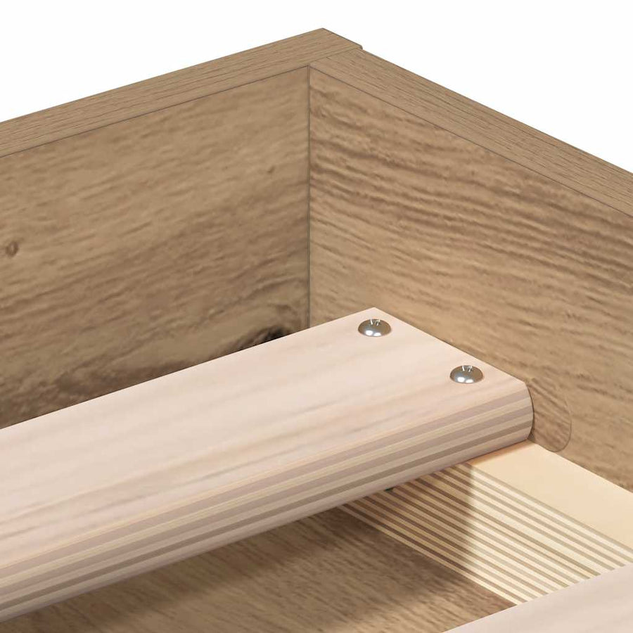 Bedframe zonder matras spaanplaat artisanaal eikenkleurig