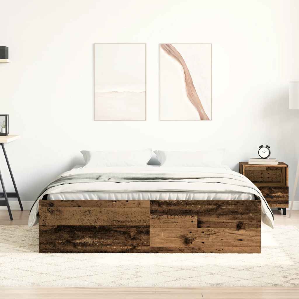 Bedframe zonder matras 200x200 cm bewerkt hout oud hout
