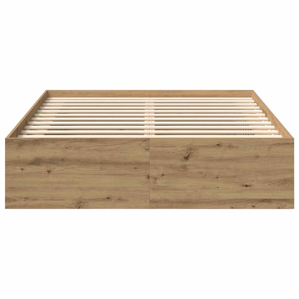 Bedframe zonder matras spaanplaat artisanaal eikenkleurig