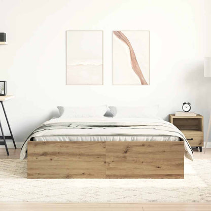 Bedframe zonder matras spaanplaat artisanaal eikenkleurig