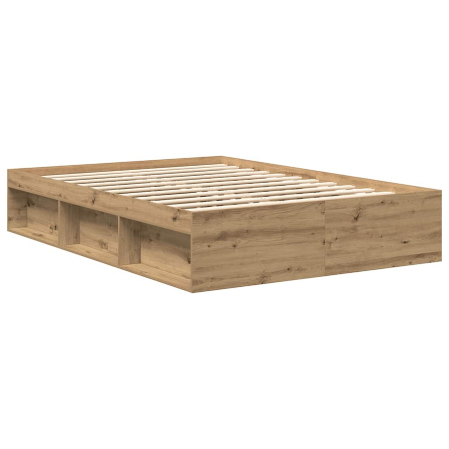 Bedframe zonder matras spaanplaat artisanaal eikenkleurig