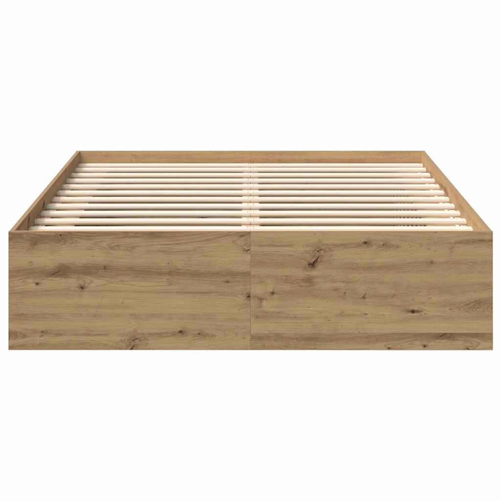 Bedframe zonder matras spaanplaat artisanaal eikenkleurig
