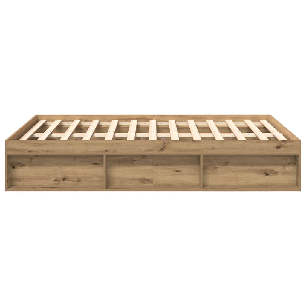 Bedframe zonder matras spaanplaat artisanaal eikenkleurig