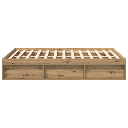 Bedframe zonder matras spaanplaat artisanaal eikenkleurig