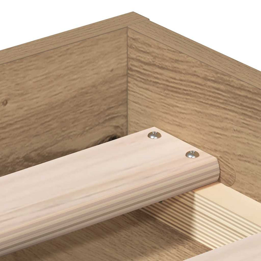 Bedframe zonder matras spaanplaat artisanaal eikenkleurig