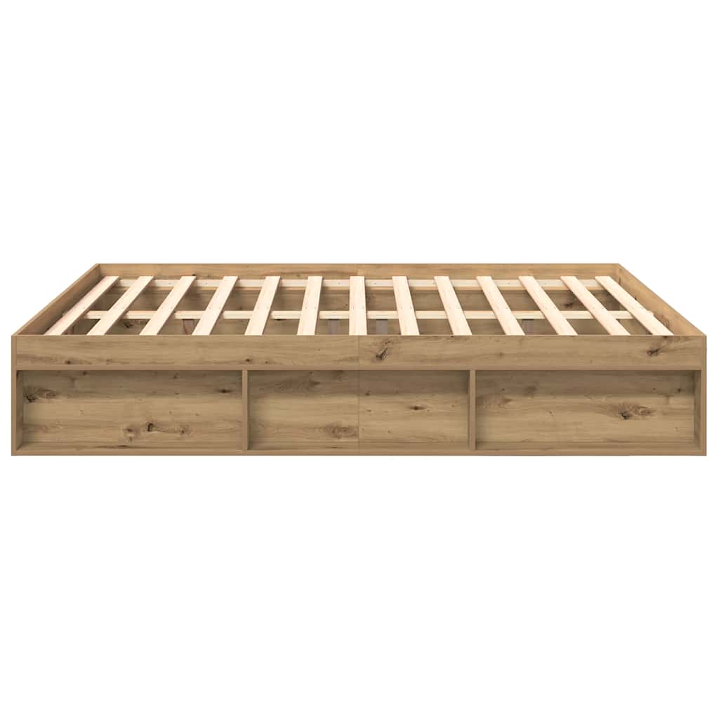 Bedframe zonder matras spaanplaat artisanaal eikenkleurig