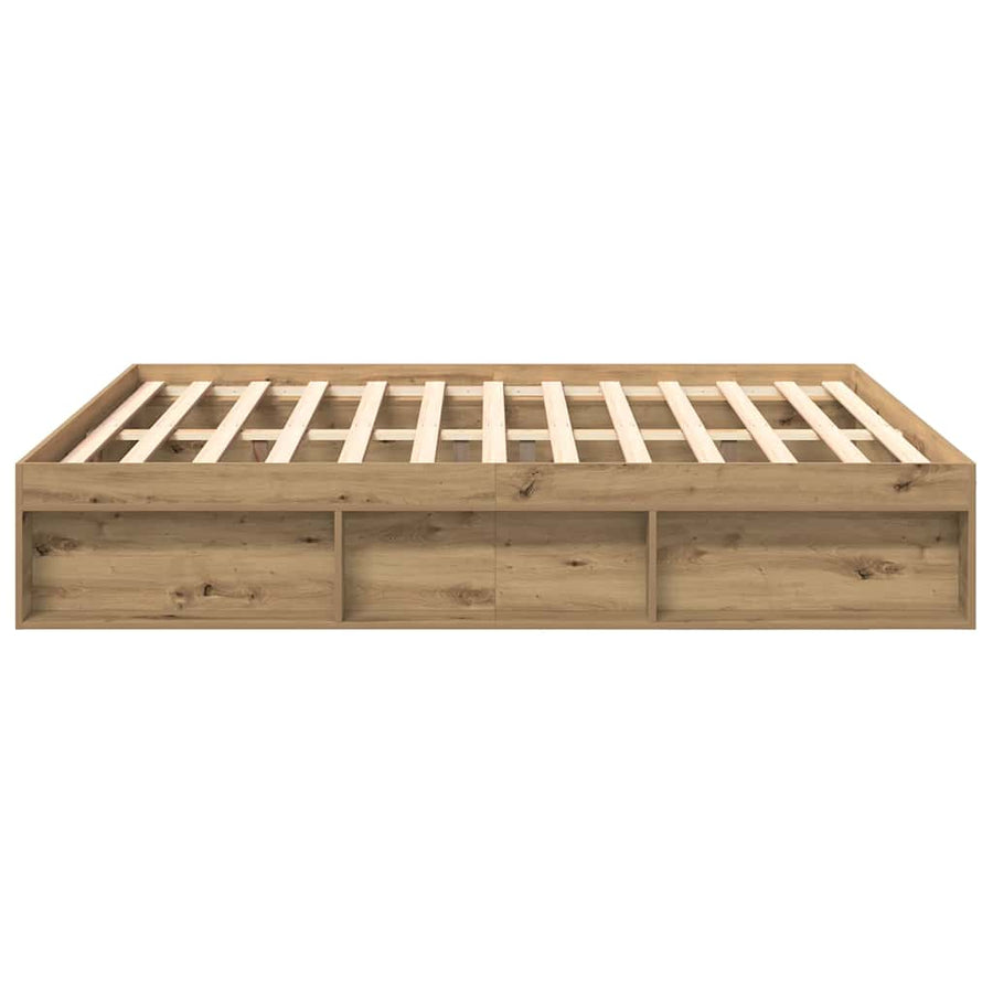 Bedframe zonder matras spaanplaat artisanaal eikenkleurig