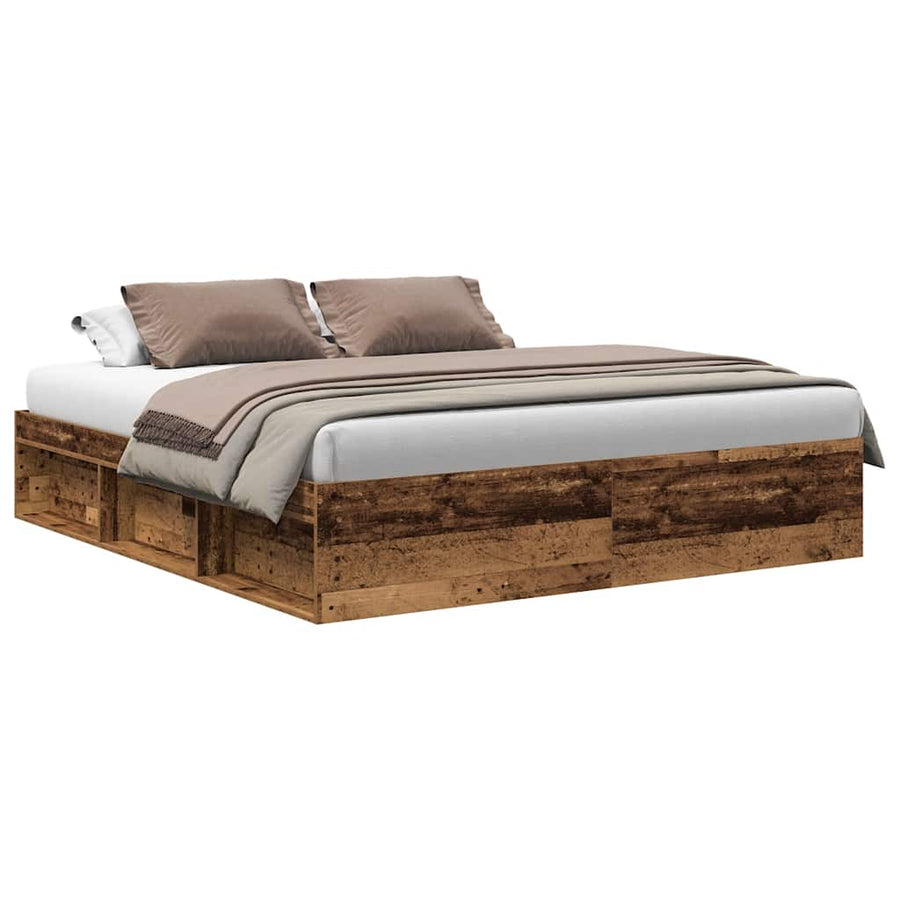 Bedframe Zonder Matras Bewerkt Hout Oud Hout 200 x 200 cm