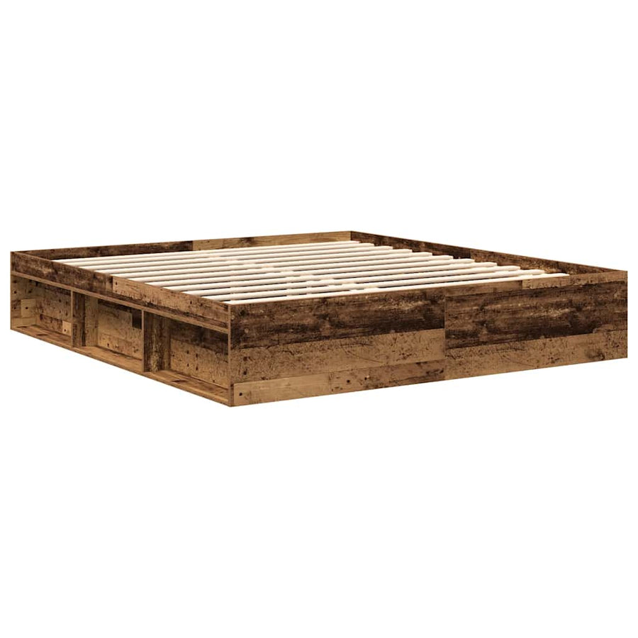 Bedframe Zonder Matras Bewerkt Hout Oud Hout 200 x 200 cm