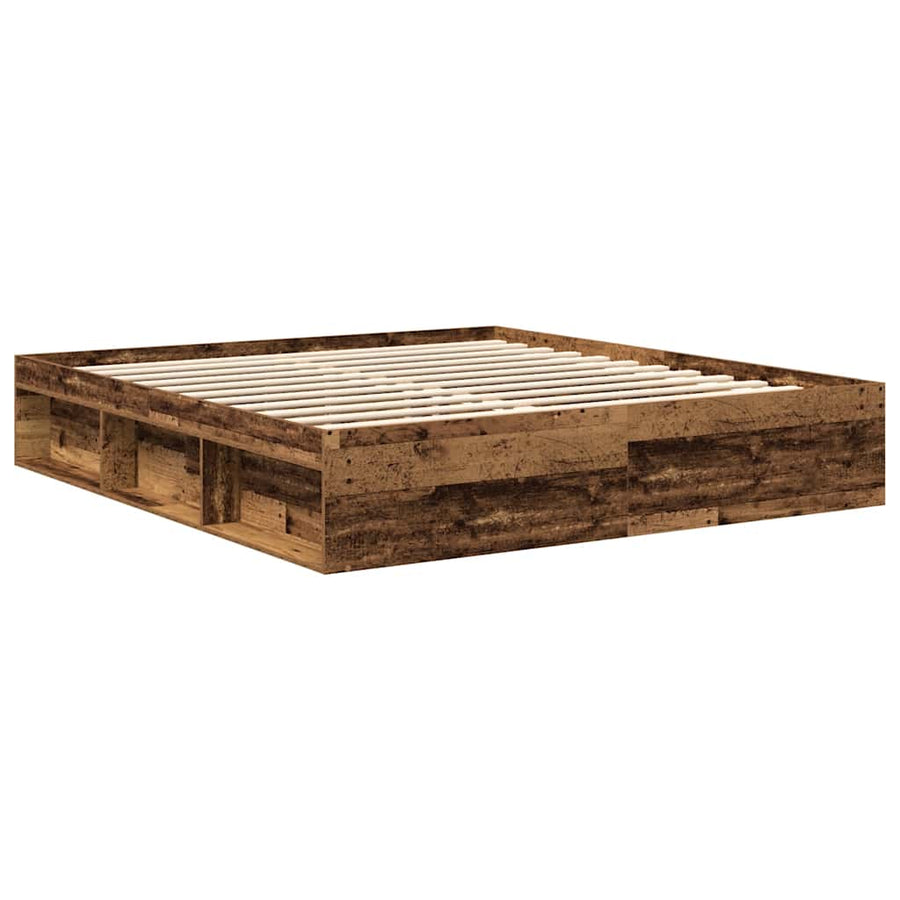 Bedframe Zonder Matras Bewerkt Hout Oud Hout 200 x 200 cm