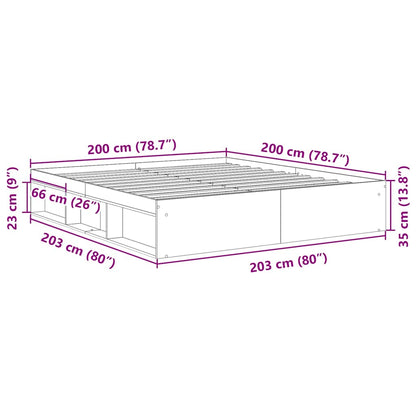 Bedframe Zonder Matras Bewerkt Hout Oud Hout 200 x 200 cm