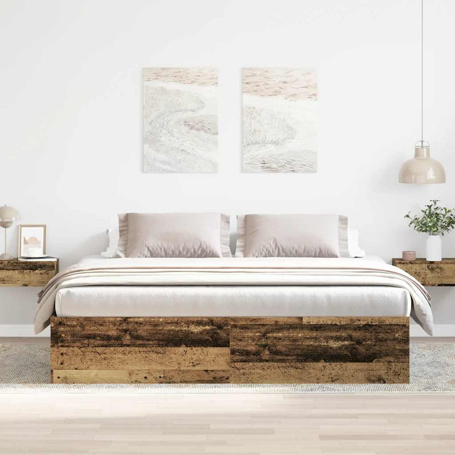 Bedframe Zonder Matras Bewerkt Hout Oud Hout 200 x 200 cm