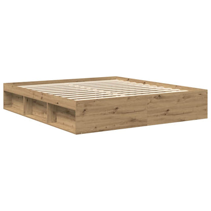 Bedframe Zonder Matras Spaanplaat Artisanaal Artisanaal Eikenkleurig 200 x 200 cm